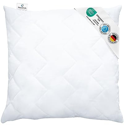 Kopfkissen 80x80 VERDA, Made in Germany, 100% nachhaltig, Orthopädisches Schlaf-Kissen 80 x 80, Polster aus recycelten Fasern, Höhenverstellbar für Bauch-, Rücken-, Seitenschläfer, Allergiker geeignet