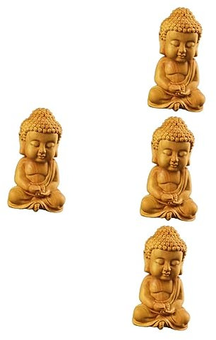 Garneck 4stücke Buddha Holzfigur Miniatur Zypressenholz Handgefertigte Dekoration Für Auto Oder Zuhause Und Langlebig Als Oder Feng Shui Element