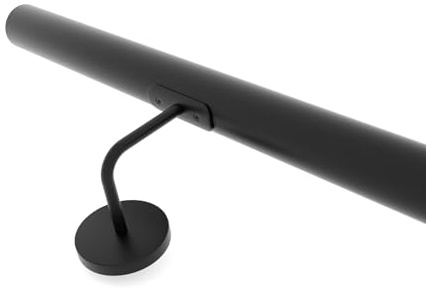INOXLM Corrimano in Acciaio Verniciato Bianco, Nero o Marrone | Made in Italy | Per Scala Interna o Esterna | Fai Da Te (90 cm, Nero)