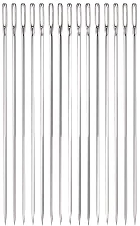 QUARKZMAN 15uds Abalorios Agujas 1,6mm Diámetro Largo Recto Coser Agujas Inoxidable Acero Bordado Coser Agujas 4 Pulgadas