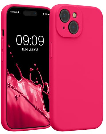 kwmobile Custodia Compatibile con Apple iPhone 15 Cover - Back Case per Smartphone in Silicone TPU - Protezione Gommata - rosa shocking