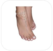 1Pair Summer Beach Water Drop Anklet Rhinestone Toe Ring Foot Chain Bridal Crystal Barefoot Anklet Sandal High Heels Accessories for Women (Leaf-gold)