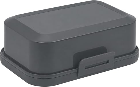 1x Hochwertige Stapelbare Butterdose mit Verschluss, Plastik-box-dose, Perfekte Ordnung im Kühlschrank BPA-Frei Mehrzweck dunkel-grau