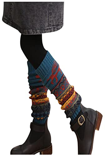 Kswlwccpp Beinwärmer Damen: Winter Bunt XXl Bequem Beinstulpe Beinwärmer Flauschig Warm Weich Gestrickt Bein Stulpen Stulpen Extra Weit Lang Leg Warmers Stulpensocken