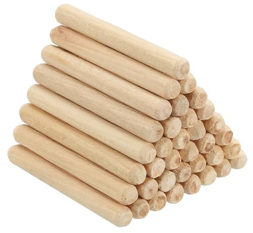 PATIKIL 60 Stück 6 x 50mm Holzdübel Set, Riffelholzdübel Holzstifte Dübel Set Gerillte Holzübelstifte Dübel Holz mit abgeschrägten Rillen für Zimmerei Möbel Tür Kunsthandwerk Projekte