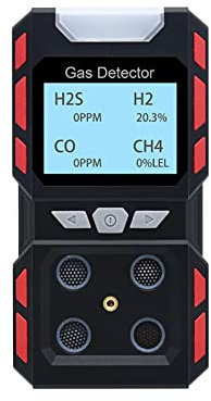 Detector de gas portátil, Analizador de gases múltiples Industrial independiente H2S CO O2 EX Detector de gases combustibles Monóxido de carbono Sensor de seguridad contra incendios Recordatorio de vo