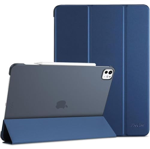 ProCase Hülle für iPad Pro 13 Zoll M5/M4 (2025/2024), Dreifache Schutzhülle Case für 13 iPad Pro M5 2025/ M4 2024, Dünn Leicht Smart Cover mit Translucent Frosted Rückhülle -Navy