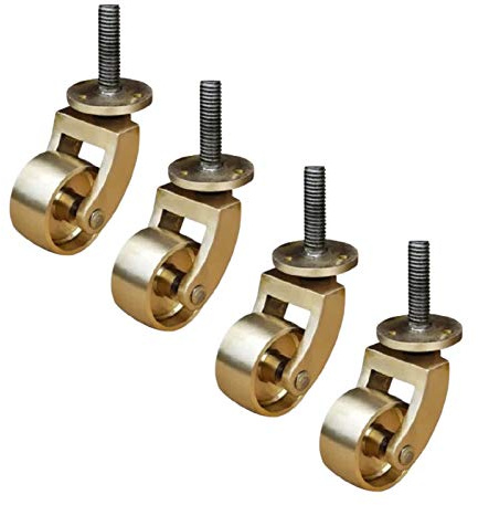 Stuhlrollen, Stuhlräder, Massive Messingrollen, antikes Vintage-Design, poliertes Messing, Schraubbefestigung, robuste Rollen for Sofas, Couchtisch, Tragkraft 150 kg, 4 Packungen