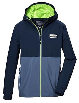 killtec pojkar funktionell jacka är vattentät/regnjacka med huva KOS 141 BYS JCKT, mörk denim, 128, 43003-000