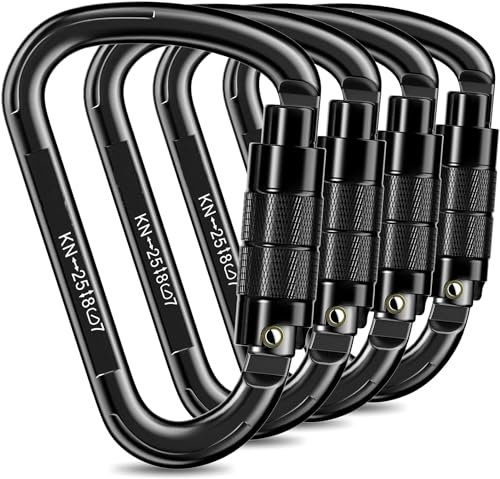 Kletterkarabiner Karabinerhaken,UIAA-Zertifiziert karabiner schwerlast,25KN Auto Locking Klettern karabiner Clips,Kletterausrüstung for Bandschlinge,Schaukel,Hängematte,Absei