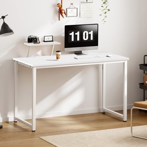 soges Scrivania 100 x 50 cm, scrivania per computer portatile, tavolo da lavoro, scrivania in legno, stabile e durevole, per casa e ufficio, bianco