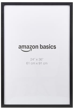 Amazon Basics Rechteckiger Poster-/Bilderrahmen aus Holz, 61cm x 91cm, Schwarz