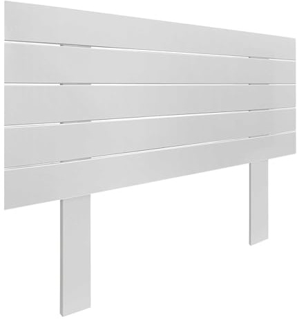 DHOME Kopfteil aus recyceltem DM-Holz mit Horizontalen Palettenstil-Beinen Palettenbett inklusive Beschläge (110cm, Solide Weiß)