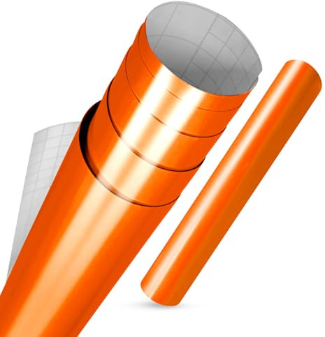 vgoltd Adhesivos para Muebles Brillantes Envoltura de Vinilo Autoadhesiva Papel de Contacto Adhesivo Rollo para Cocina, Encimera, Armario, Gabinetes y Superficies de Mesa (Naranja, 60 x 500 cm)