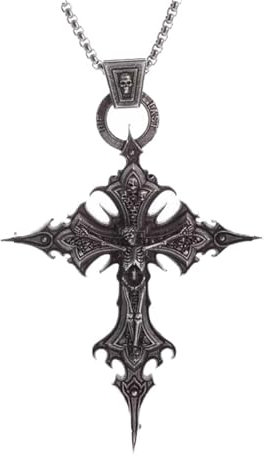 GlamRays Vintage Gothic Cross Skull Pendant Necklace for Women Punk Halloween Goth Jewellery Gift for Women, black, L