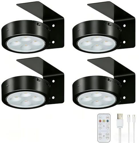 Lightess 4 Pack Picture Lights for Wall with Remote 13 RGB Picture Frame LED Rechargeable Wall Lights Dimmable Timer&Touch Control Magnetic Wall Lights Battery Operated Darts Light,Black