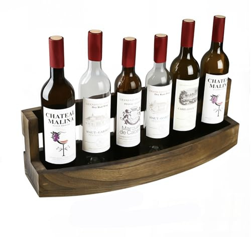 Maphissus Wooden Wall Mounted Wine Rack,56cm Hanging Wine Rack Bottle Holder Shelf for Kitchen Living Room (6 Bottle)