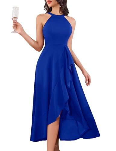 Dressystar Abito da sera lungo da donna per ospite nuziale, elegante, Hi-Lo, con Vokuhila per cocktail, blu royal, S
