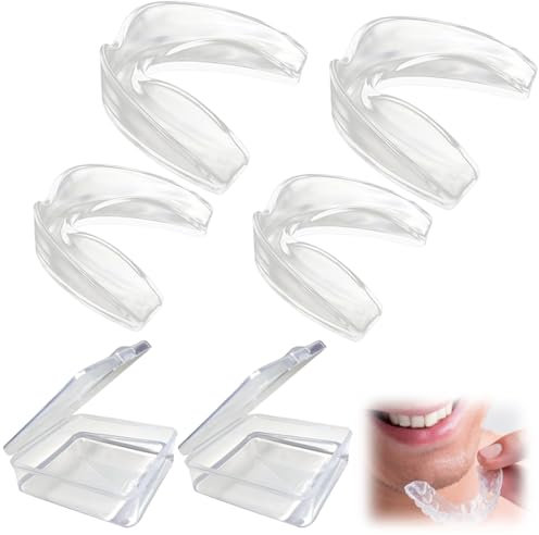 GXGM 4 Pièces Gouttiere Dentaire Bruxisme,Bruxisme Protège Grincements De Dents,Orthese Anti Ronflement Efficace, Dispositifs Anti-Ronflement Apnee Du Sommeil,Gouttière Dentaire Bruxisme, TMJ