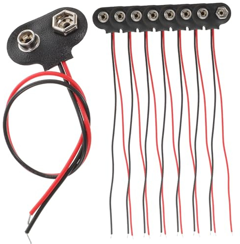 DIYEAH Conector De Batería De 9 v Cable Tipo t 6 Cm, Portapilas Eléctrico Compacto para Proyectos Electrónicos y Led, Conector De Clip Resistente y Confiable, Paquete De 50 Unidades, Color Negro