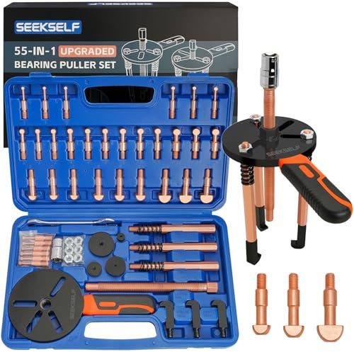 SEEKSELF Kit di estrattori per cuscinetti 55 in 1, set di estrattori per cuscinetti ciechi, strumento separatore interno esterno cuscinetto interno esterno rimozione ingranaggi splitter estrattore