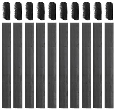 sourcing map Willow Charcoal Sticks, 13-15mm Willow Charcoal Pencils Soft Sketch Vine Art Supplies Set for Drawing Sketching Shading Painting Artists Beginners (Black, Pack of 10)