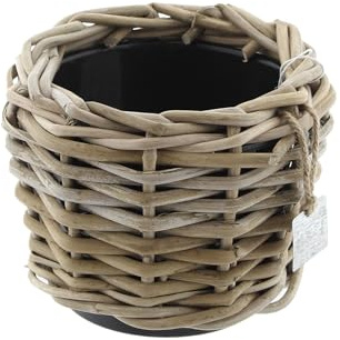 Klocke Dekorationsbedarf Rattan Pflanzkorb/Pflanzgefäß/Terassenkübel mit Einsatz (⌀ 17 cm H 14 cm)