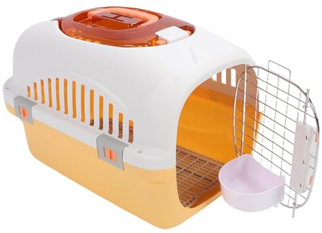 Focket Haustierträger, 2 Türoberladung Hartsiegulierter Hunde, Katzen Haustier Reiseträger mit 2 Türoberteil und Haustür Zugang, Hundekiste für Haustiere Zwingerluft und Reisen (Yellow)