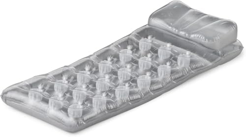 Intex 58894EU - Aufblasbare Luftmatratze mit 18 Löchern und Kopfkissen, Vinyl, Grau, 188x71 cm (Neue Ausführung)