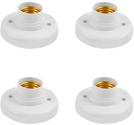 Starnearby Douille Ampoule a Visser Plafond, Douille Plafond Ampoule E27, AC 220-240V, Support Douilles Ampoules LED, Base Plafonnier E27, Base de Lampe pour Lampe Murale, Lampes Ventilateurs (4PCS)