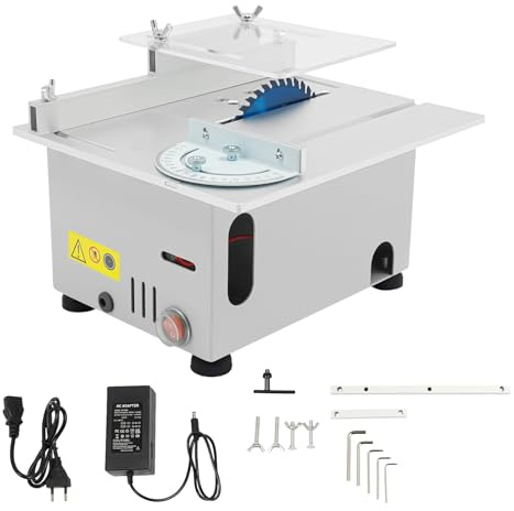 CHIMHOON 12v-24v Mini Tischkreissägen Set, Elektrische DIY Tischkreissäge Handgefertigte 9000U/min, 96W Mini Table Saw Tischkreissäge, Elektrische Kreissäge DIY PCB PVC-Schneider