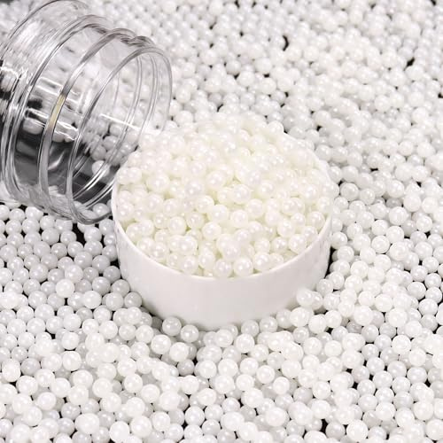 130g Edible Sprinkles Pearl White Sprinkles Of Cake Sprinkles, Edible Cake Decorations, Sugar Balls for Cupcake Cakes On Baby Shower Birthday Wedding Party