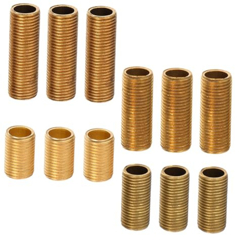 LOLIPPYY 12pcs Brass Threaded Rod Lamp Pipes Light Fixture Coupling Rods for Stable Wear-resistant Lighting Repair and DIY Projects with Versatile