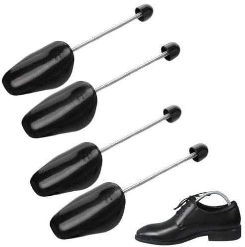 2 pares de árboles de zapatos para hombre, con resorte en espiral ajustable, de plástico, para zapatos de tenis, moldeadores de zapatos negros, para hombre para Reino Unido 6-11/UE 39-45