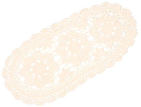 TOVINANNA Mantel de Algodón Ganchillo Rústico de Mesa Decorativo con Encaje Vintage Funda Creativa para Fiestas y Hogar Color Beige