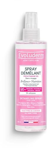 EVOLUDERM - Spray Démêlant Thermo-Protecteur - 250ml - 95% d'Ingrédients d'Origine Naturelle