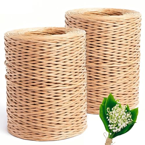Papierdraht zum Basteln, 2 Rolle 200M Papierdraht Natur Basteldraht 2mm Papierschnur Drahtschnur Floristik Papierwickeldraht für Weihnachten DIY Hochzeitsstrauß Verpackung