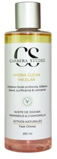 Carrera Studio Agua Micelar Bifásica HYDRA CLEAN 250 ml | Limpieza Facial Profunda | Aceite de Jojoba, Hamamelis y Manzanilla | Hidratante, Purificante y Calmante