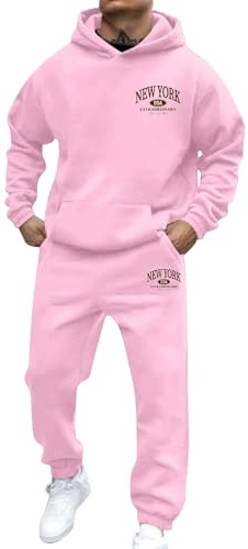 EODJXIO Tuta Invernale Uomo,Felpa con Cappuccio a Maniche Lunghe Sportiva Stampa Lettere Casual da Uomo e Donna, Autunno Inverno Completo Sportivo
