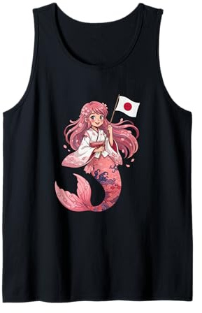 Princesa Japonesa de Sirena Sakura – Bonito Recuerdo de la Bandera de Japón Camiseta sin Mangas