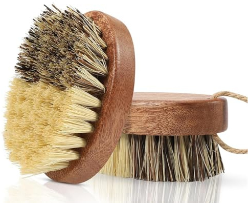 Vegetable Brush Set of 2 Wooden Produce Scrubber with Sisal Bristles for Potatoes Carrots Mushrooms Fruit Cleaning Kitchen Tool Veggie Wash