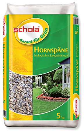 Schola Hornspäne 5 kg | zur Düngung und Humusbildung bei allen Nutz- und Zierpflanzen | Anwendung von Marz - April