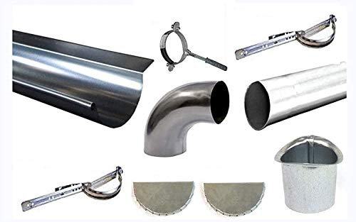 T.E.G. METALLI S.R.L. Kit 6 Metri Grondaia Tonda in Lamiera Zincata + Accessori di Montaggio (330, con Baverino)