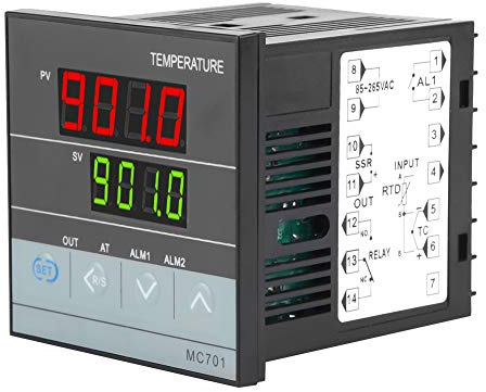Digitaler PID-Temperaturregler MC701, Typ K, PT100, Sensoreingangsrelais, SSR-Ausgang, mit flammhemmendem Gehäuse