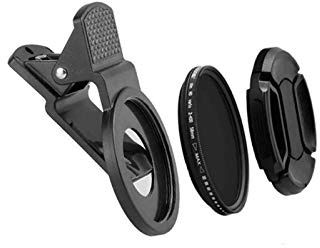 JIUCHEN 37mm Clip-on ND 2-400 Cellphone Camera Lens Filter | Adjustable Density Filter with Phone Clip for iPhone, Samsung, Android Smartphones