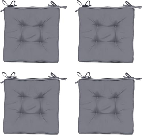 Race Leaf Lot de 4 coussins de chaise de jardin, salle à manger, salon, cuisine, voiture, bureau (gris clair)