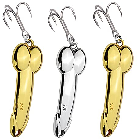 3Pcs Metal Fish Hooks - Zinc Alloy Gold Silver Hard Lures - Sequin Fishing Tackle Tool - Freshwater & Sea Fishing Accessories - Weight 20g, Length 6.1cm