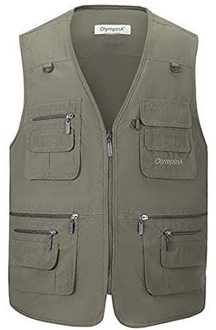 Hwalleum Herren Multifunktional Outdoor Freizeit Weste mit Vielen Taschen, Herren Klassisch Draussen Multi-Taschened Casual Anglerweste Leicht Atmungsaktiv Jagd Fotografie Wandern Gilets Camping Vest