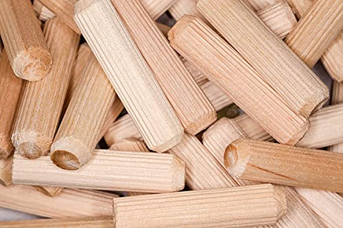 Holzdübel, 8 mm x 35 mm, gerillt, für Möbel, Holzarbeiten, Schreiner, 25 Stück, Buchenholz