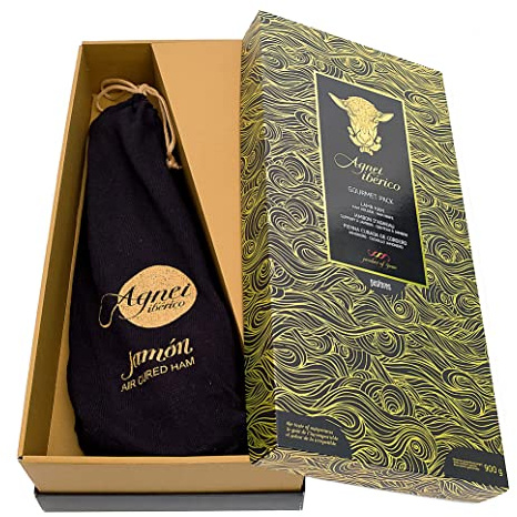 Gourmetpaket med torkade lammben (ca 900 g) med skinkhållare och kniv - AGNEI IBERICO
